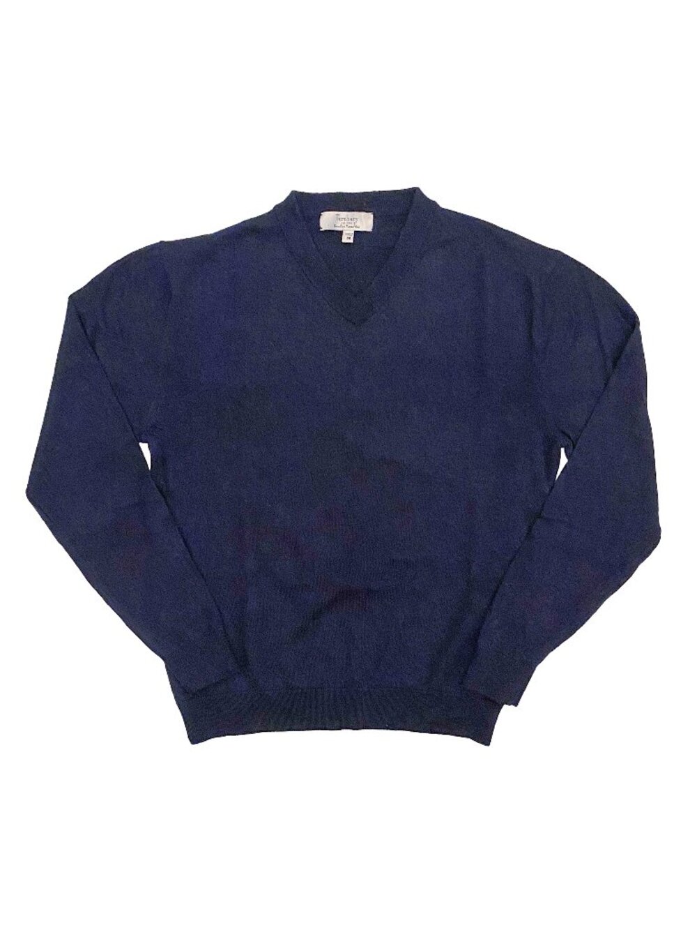 Turnbury 100% Extra Fine Merino Wool V-Neck Sweater Navy Blue Size M Medium